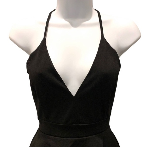 Windsor Skater dress black deep V lace back with cutout - Picture 4 of 8